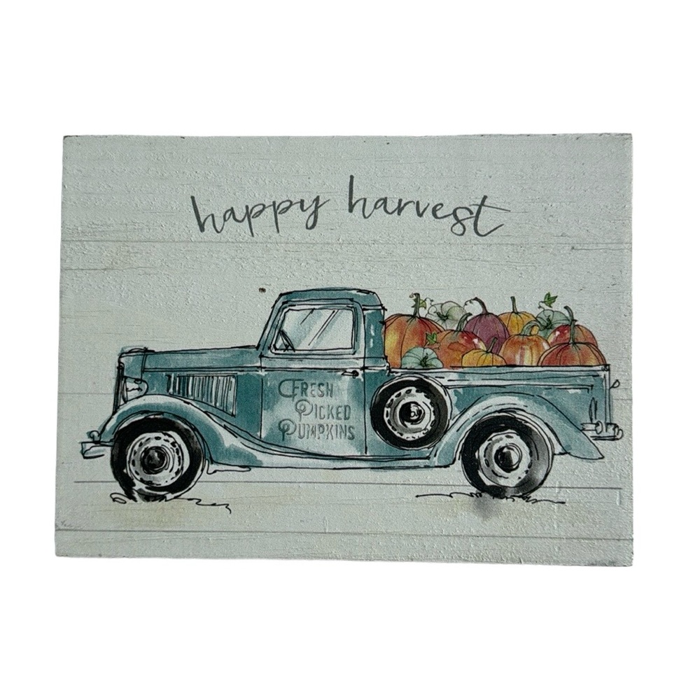 Happy Harvest Wood Pumpkin Yard Sign Fall Decor Free Standing Table Top